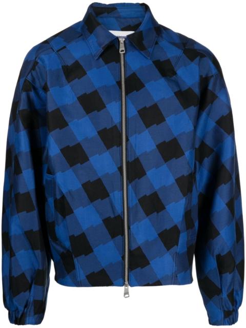 logo-patch checked bomber jacket