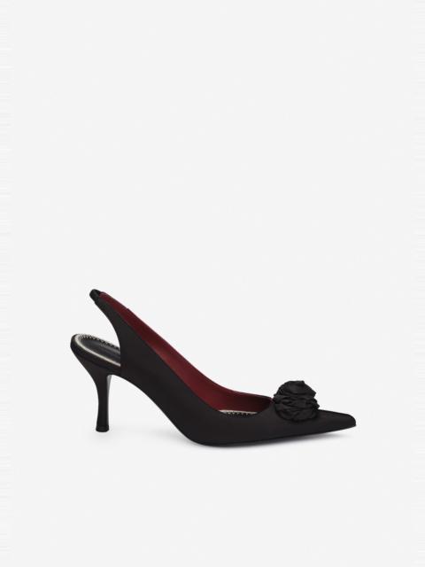 MAGDA BUTRYM Rose slingback pumps in black satin