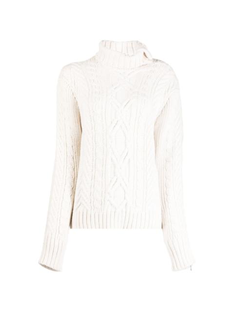 cable-knit zip-detail jumper