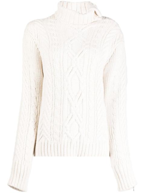 cable-knit zip-detail jumper