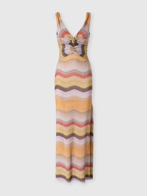 Missoni Long draped dress with wave motif