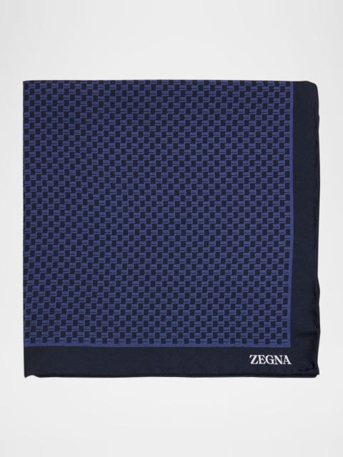 ZEGNA Men's Petite Geometric Silk Pocket Square