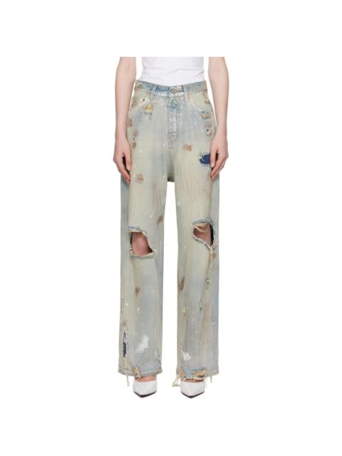 VETEMENTS Blue Trashed Baggy Jeans