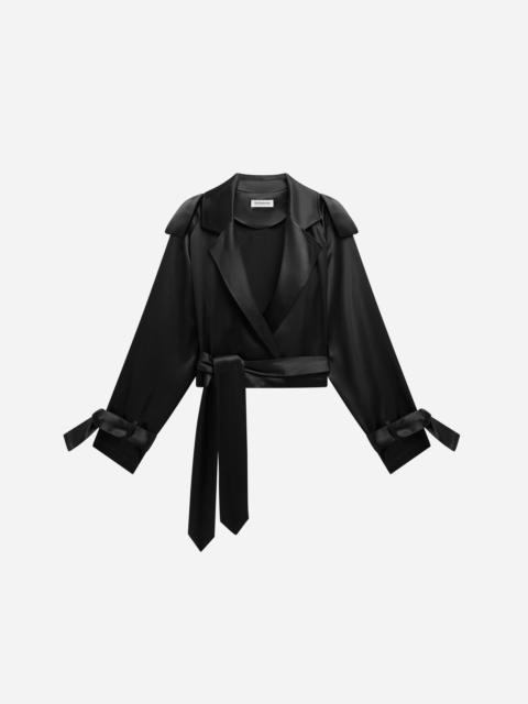 The Frankie Shop Simona Satin Short Trench - Black