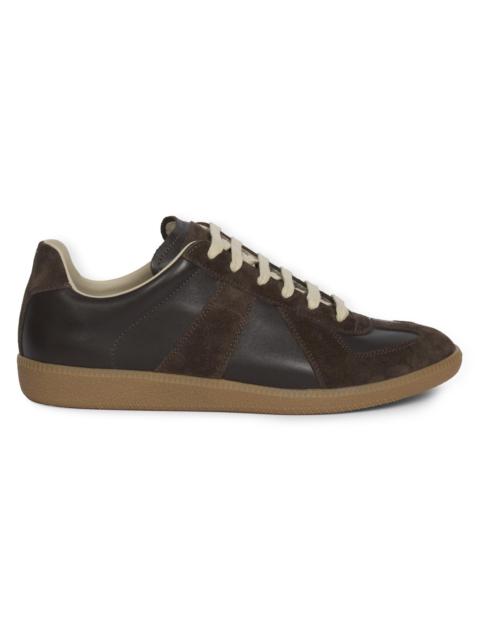 Maison Margiela Men's Replica Leather & Suede Sneakers - Dark Kaky