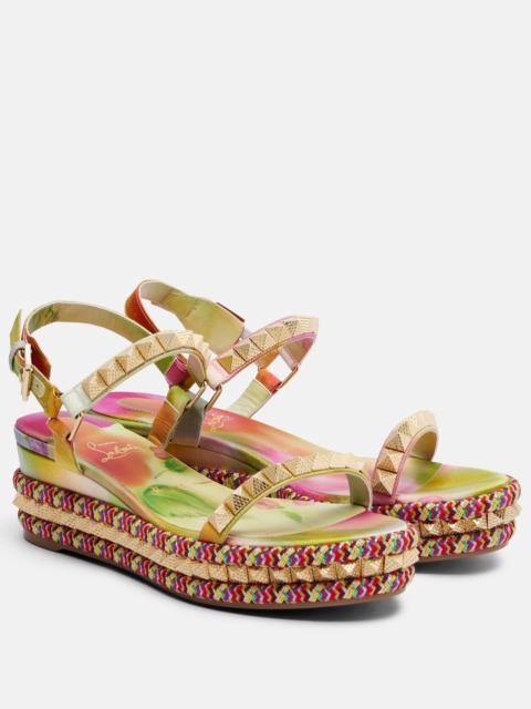 Christian Louboutin Pyra Clou studded floral espadrille wedges