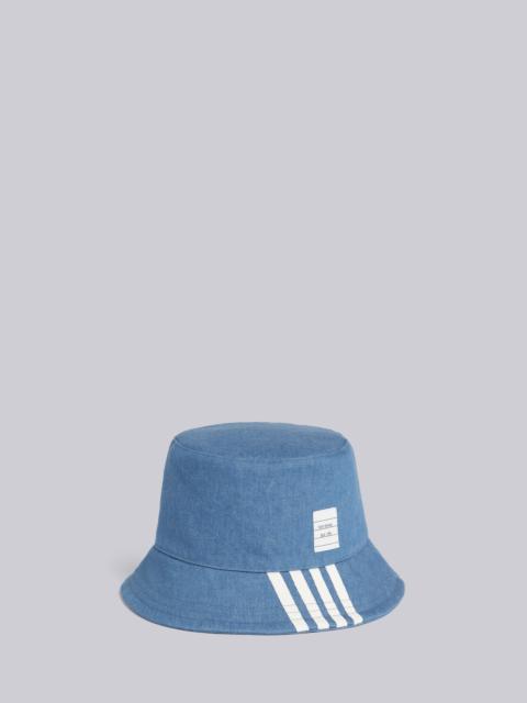 Thom Browne Blue Washed Denim 4-Bar Classic Bucket Hat