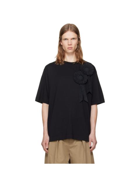 Simone Rocha Black Ruffle Rosette Boxy T-shirt
