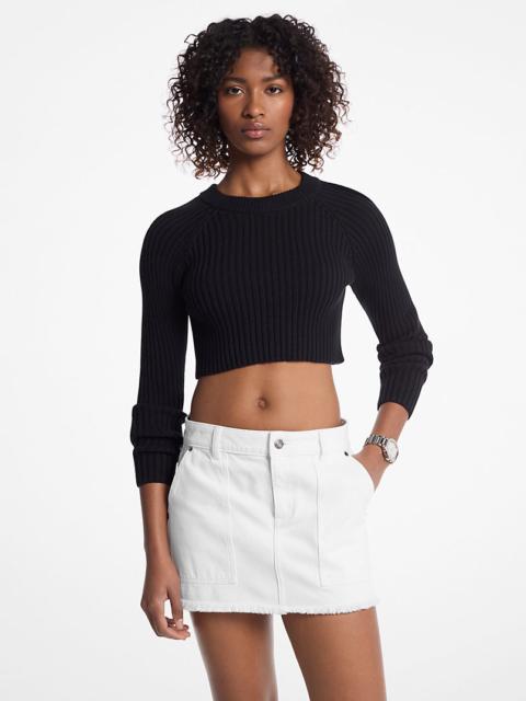 MICHAEL KORS Frayed Denim Mini Skirt