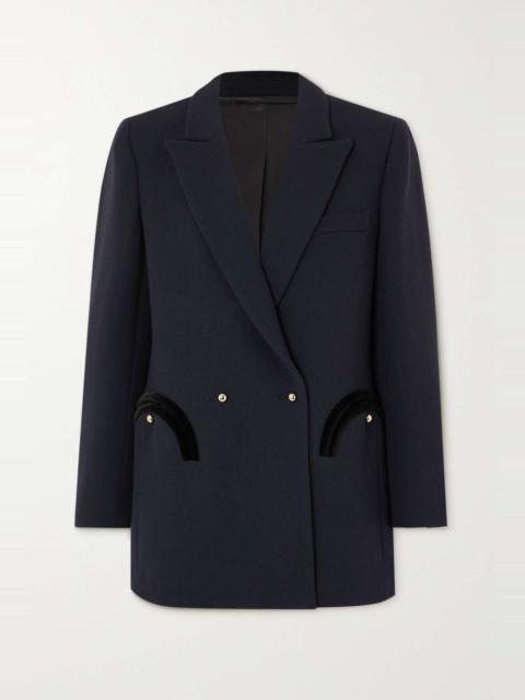 Resolute Everyday double-breasted velvet-trimmed wool-crepe blazer