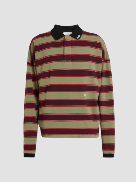 Rhude Men's Fontaine Striped Cotton Polo Shirt - Brodeaux Olive Green