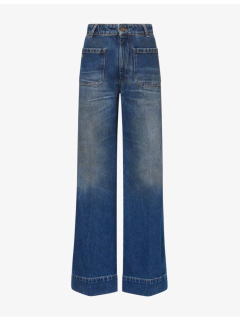 Victoria Beckham Alina Wide-Leg Cotton Denim Jeans