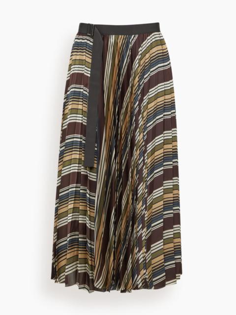 sacai Horizontal Stripe Skirt in Brown/Beige