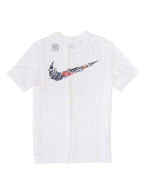 Nike Nike DRI-FIT Big Swoosh Basketball Round Neck Short Sleeve White BQ3658-100