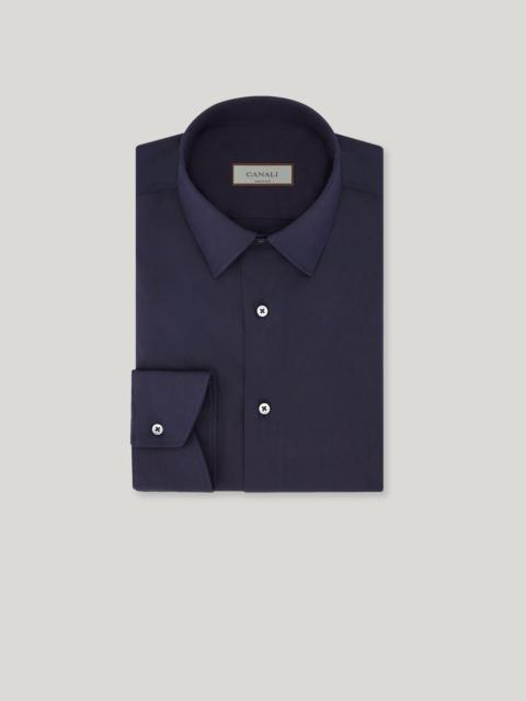 Canali NAVY BLUE TRAVEL STRETCH COTTON REGULAR-FIT SHIRT
