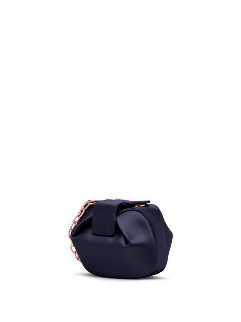 GABRIELA HEARST Soft Demi Clutch with Chain in Dark Navy Satin
