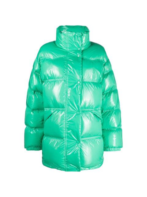 high-shine finish padded-design jacket