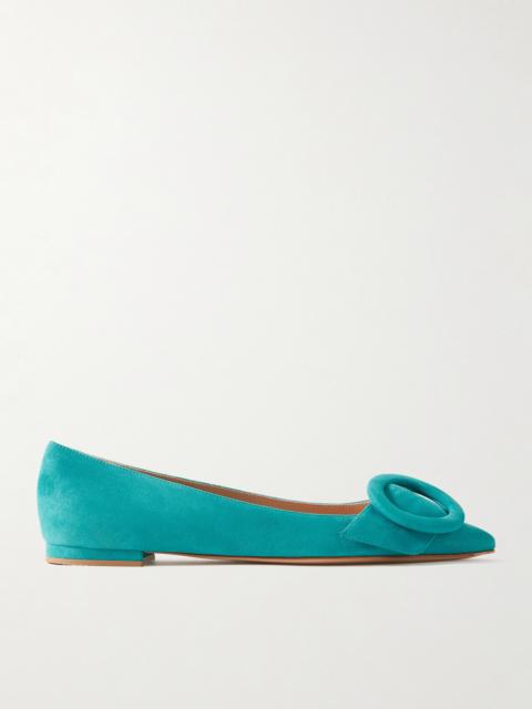 Gianvito Rossi Buckled Suede Point-toe Flats