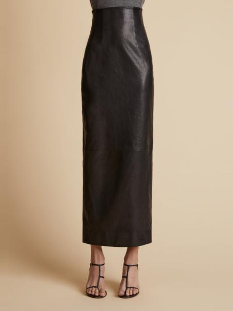 KHAITE The Loxley Skirt in Black Leather