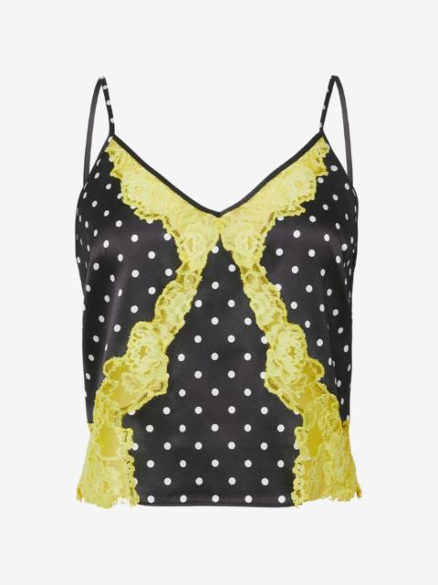 Fleur du Mal Juliet lace-trim dotted camisole top
