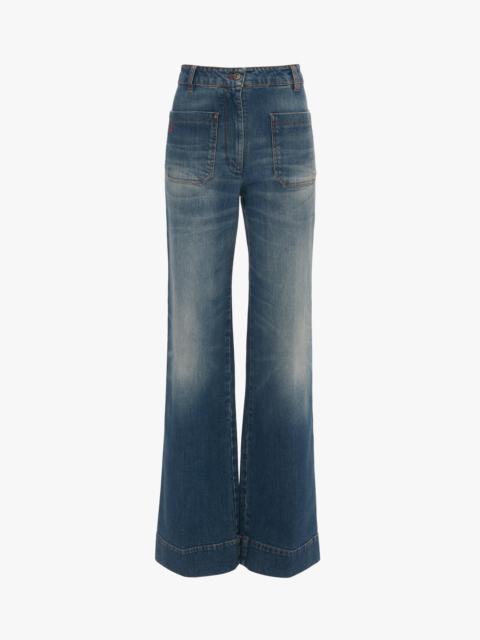 Victoria Beckham Alina Jean In Heavy Vintage Indigo Wash