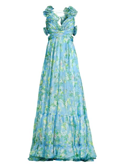 MAC DUGGAL Women's Ieena Floral Chiffon Gown - Blue Multi