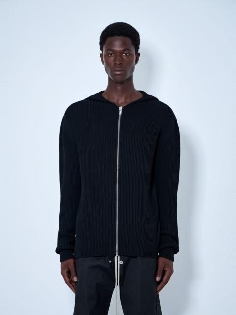 Rick Owens Ribbed Knit Zip Hoodie