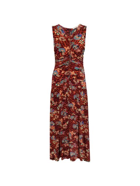 floral-print draped dress