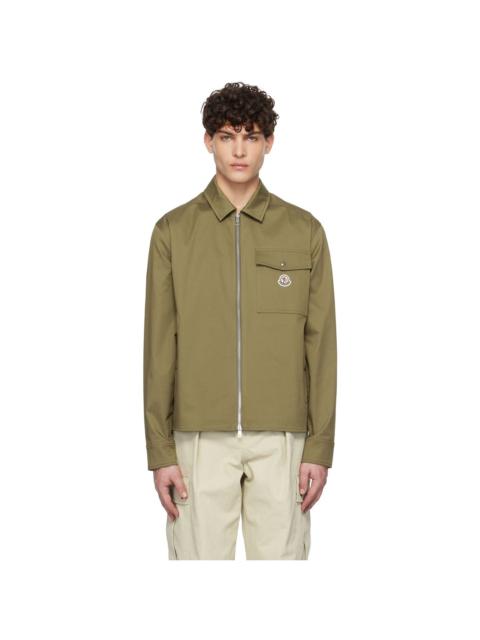 Moncler Khaki Cotton Gabardine Zip-Up Jacket