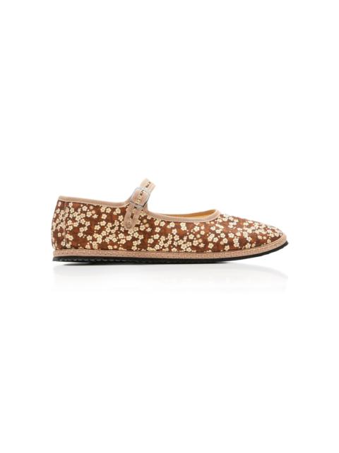 ViBi Venezia Exclusive Riviera Floral Canvas Mary Jane Flats brown