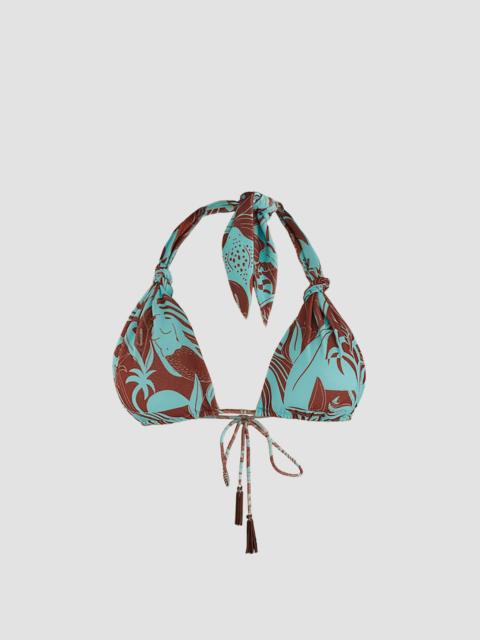 FARM RIO Women's Tropical Print Elongated Bikini Top - Blue