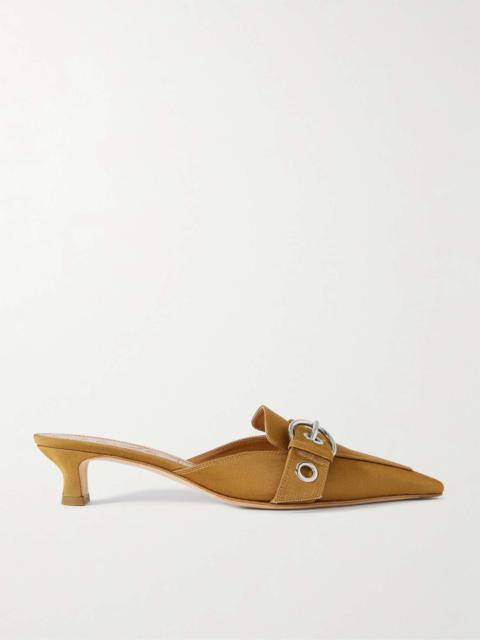 Aeyde Danielle buckled grosgrain mules Camel