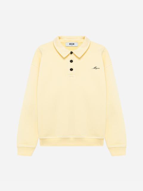 MSGM Cotton fleece polo with embroidered logo