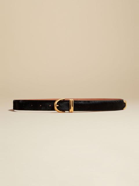 KHAITE The Bambi Belt in Black Haircalf with Gold