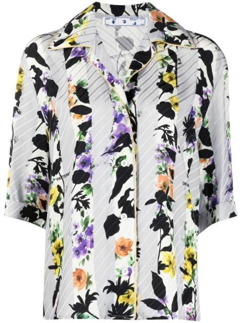 Off-White striped floral bowling shirt