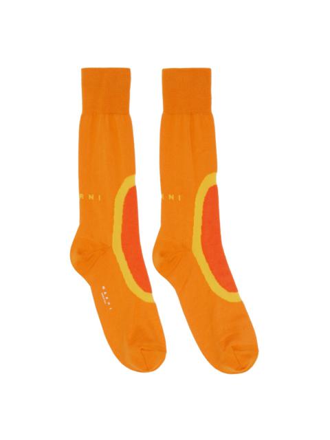 Orange Jacquard Socks