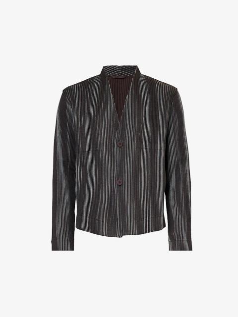 Tweed Pleats single-breasted regular-fit woven jacket