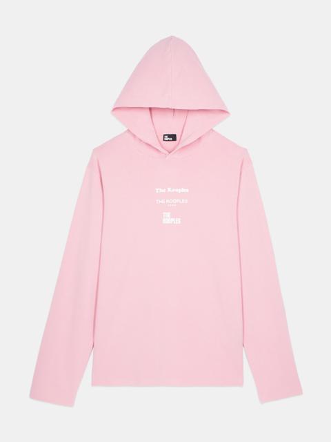 The Kooples LONG-SLEEVED PINK HOODED LOCATIONS SERIGRAPHY T-SHIRT