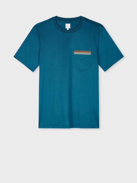 Paul Smith Petrol Blue 'Signature Stripe' Pocket T-Shirt