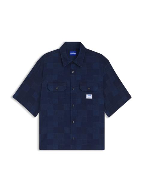 HUGO OVERSIZED-FIT SHIRT WITH CHECK PATTERN
