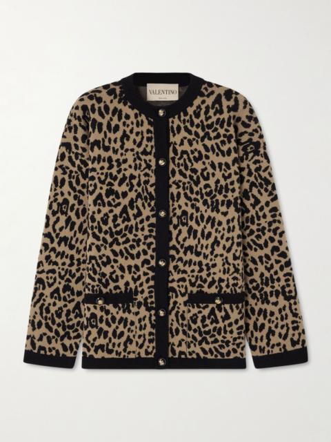Valentino Leopard-jacquard wool cardigan Leopard print