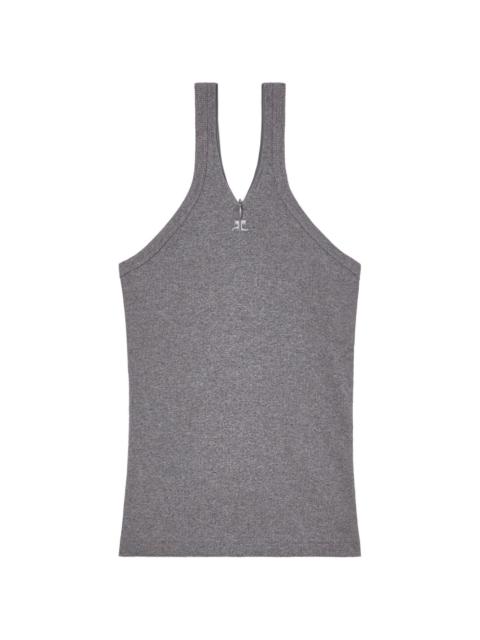 logo-embroidered ribbed tank top