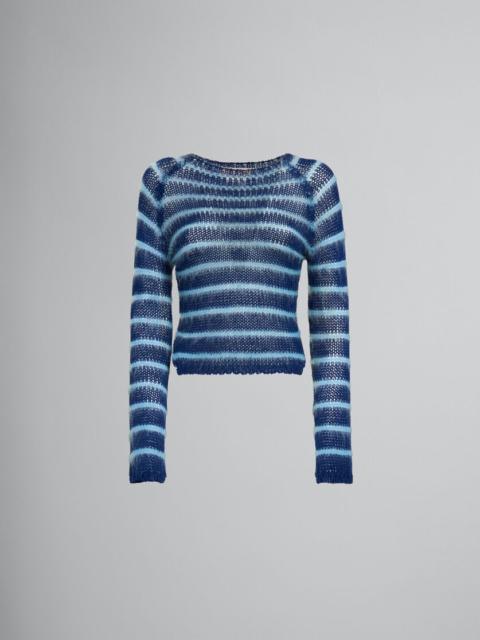 Marni BLUE BOAT-NECK JUMPER WITH MOHAIR STRIPES