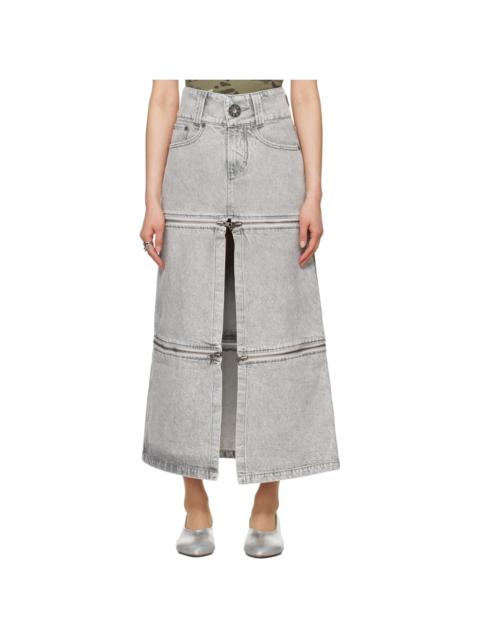 VAQUERA Gray Zipper Denim Maxi Skirt