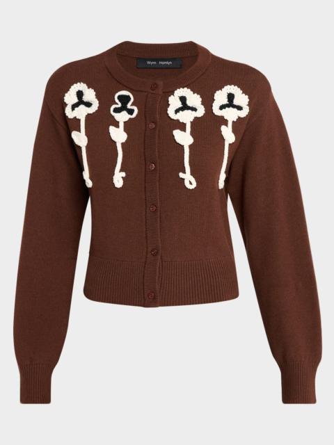 Wynn Hamlyn Pansy Appliqué Cardigan