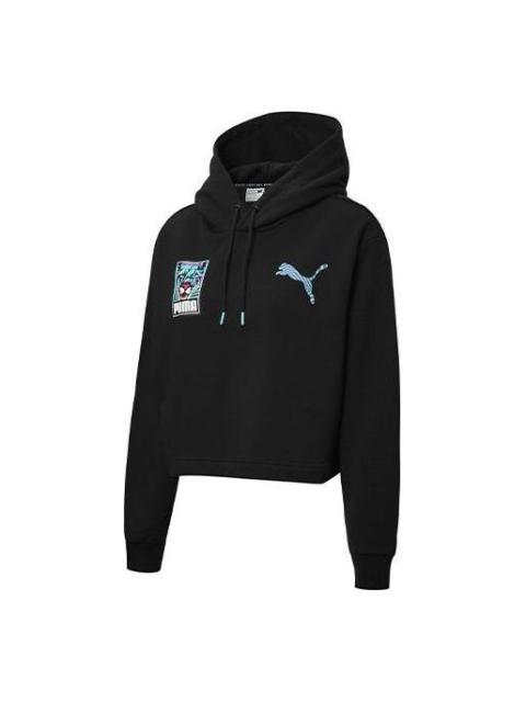 PUMA (WMNS) PUMA Claw Pack Logo Hoodie 'Black Blue White' 596635-01