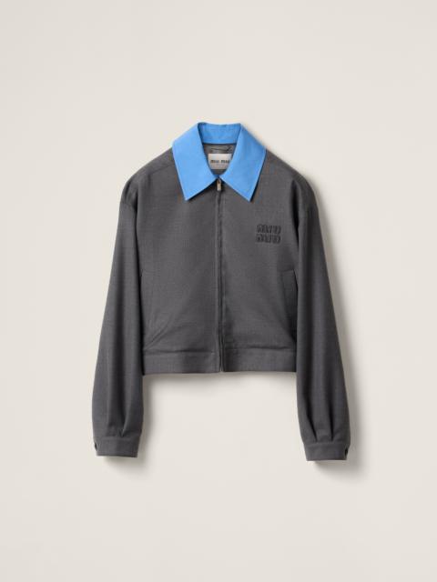 Miu Miu Gabardine blouson jacket with poplin collar