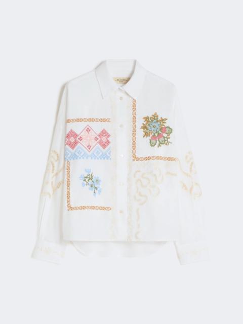 WEEKEND Max Mara Cotton blouse with lace and embroideries - WHITE