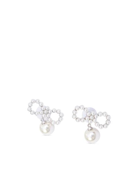 self-portrait white pearl bow earrings