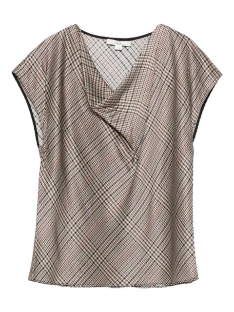 Vince plaid-pattern cowl-neck blouse